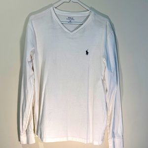 Mens Small White Long Sleeve Polo by Ralph Lauren Shirt